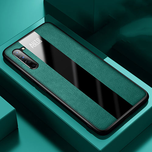 Soft Silicone Gel Leather Snap On Case Cover for Oppo Reno3 Green