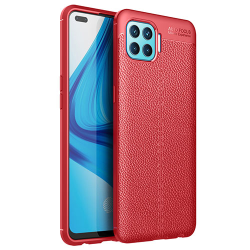 Soft Silicone Gel Leather Snap On Case Cover for Oppo Reno4 Lite Red