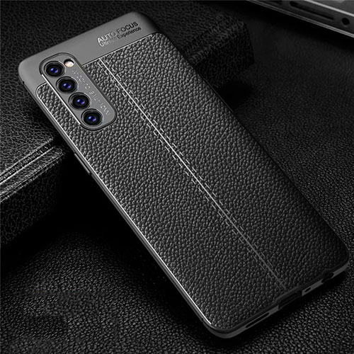 Soft Silicone Gel Leather Snap On Case Cover for Oppo Reno4 Pro 4G Black