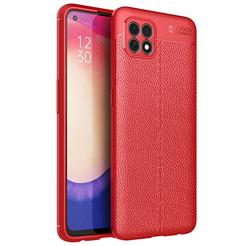 Soft Silicone Gel Leather Snap On Case Cover for Oppo Reno4 SE 5G Red