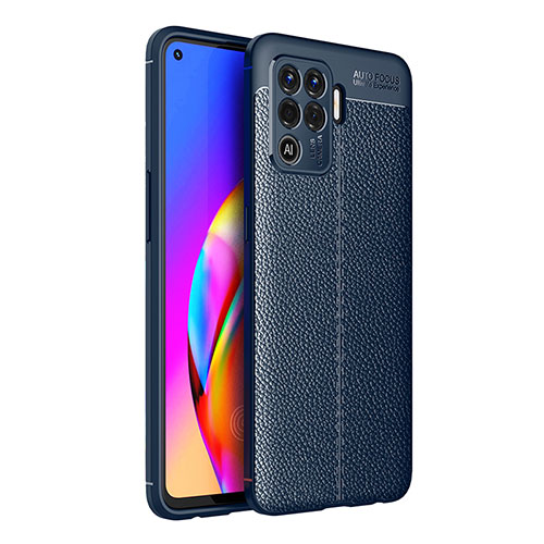 Soft Silicone Gel Leather Snap On Case Cover for Oppo Reno5 F Blue