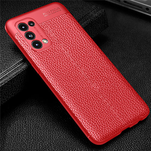 Soft Silicone Gel Leather Snap On Case Cover for Oppo Reno5 Pro 5G Red