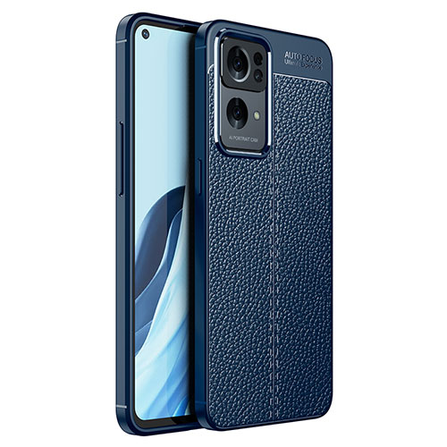 Soft Silicone Gel Leather Snap On Case Cover for Oppo Reno7 Pro 5G Blue