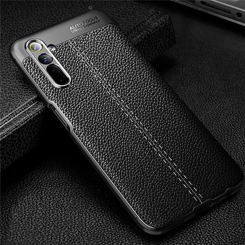 Soft Silicone Gel Leather Snap On Case Cover for Realme 6 Black