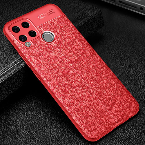 Soft Silicone Gel Leather Snap On Case Cover for Realme C15 Red