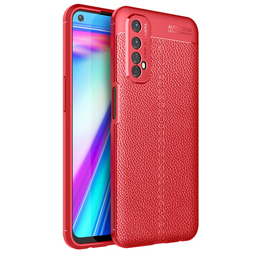 Soft Silicone Gel Leather Snap On Case Cover for Realme Narzo 30 4G Red