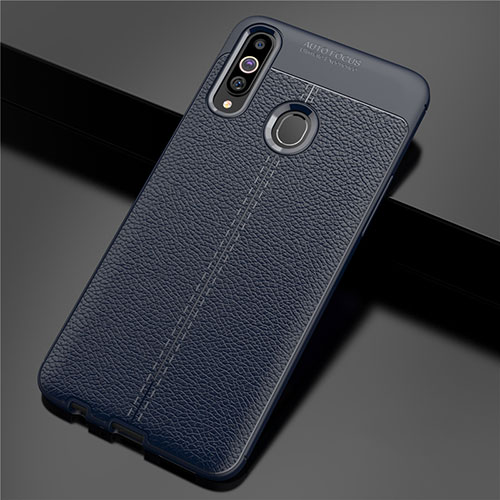 Soft Silicone Gel Leather Snap On Case Cover for Samsung Galaxy A20s Blue