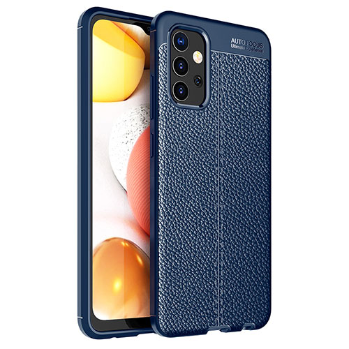 Soft Silicone Gel Leather Snap On Case Cover for Samsung Galaxy A32 4G Blue