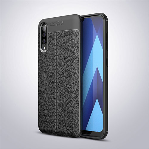 Soft Silicone Gel Leather Snap On Case Cover for Samsung Galaxy A50 Black