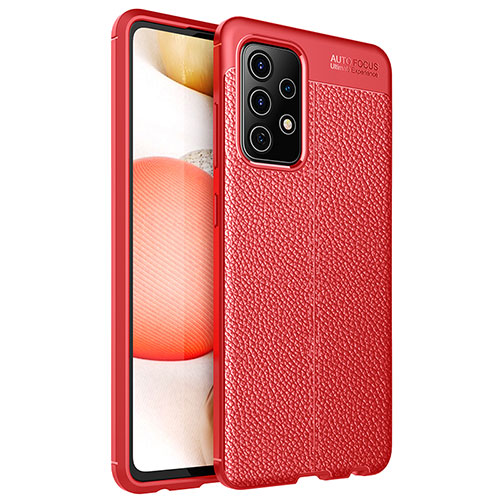 Soft Silicone Gel Leather Snap On Case Cover for Samsung Galaxy A52 4G Red