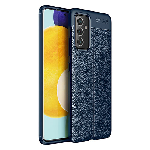 Soft Silicone Gel Leather Snap On Case Cover for Samsung Galaxy A54 5G Blue