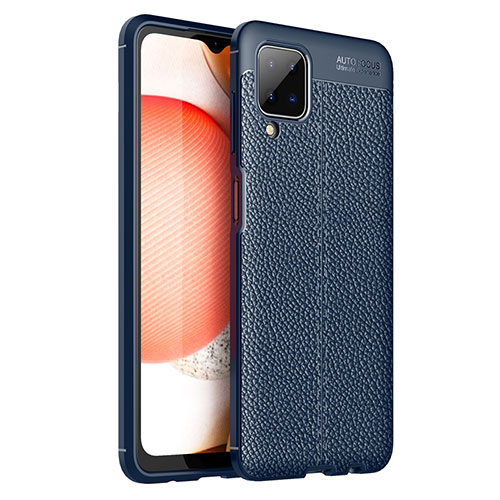 Soft Silicone Gel Leather Snap On Case Cover for Samsung Galaxy F12 Blue