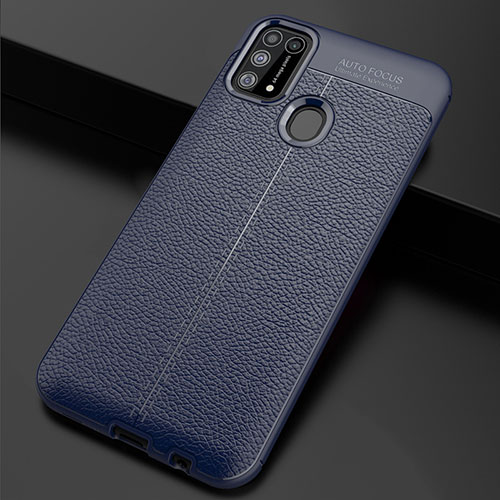 Soft Silicone Gel Leather Snap On Case Cover for Samsung Galaxy M21s Blue