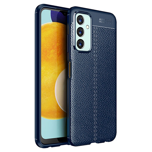 Soft Silicone Gel Leather Snap On Case Cover for Samsung Galaxy M23 5G Blue