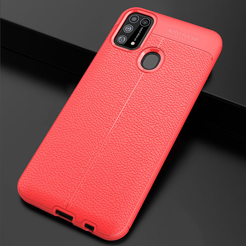 Soft Silicone Gel Leather Snap On Case Cover for Samsung Galaxy M31 Red