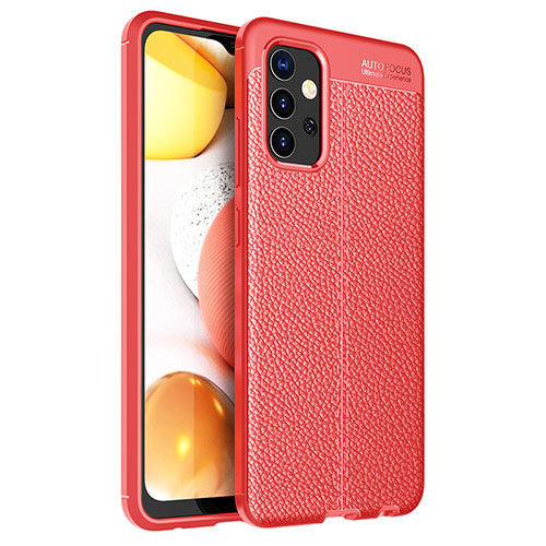 Soft Silicone Gel Leather Snap On Case Cover for Samsung Galaxy M32 5G Red