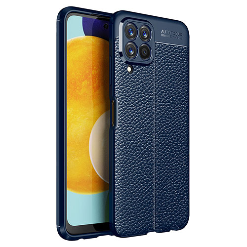 Soft Silicone Gel Leather Snap On Case Cover for Samsung Galaxy M33 5G Blue