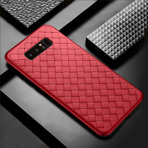 Soft Silicone Gel Leather Snap On Case Cover for Samsung Galaxy Note 8 Duos N950F Red