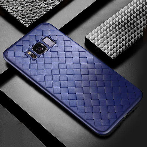 Soft Silicone Gel Leather Snap On Case Cover for Samsung Galaxy S8 Blue