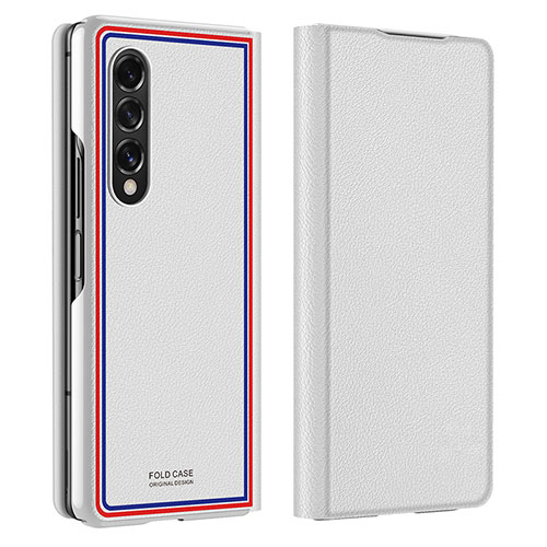 Soft Silicone Gel Leather Snap On Case Cover for Samsung Galaxy Z Fold4 5G Gray