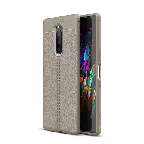 Soft Silicone Gel Leather Snap On Case Cover for Sony Xperia 1 Gray