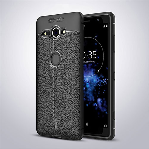 Soft Silicone Gel Leather Snap On Case Cover for Sony Xperia XZ2 Compact Black