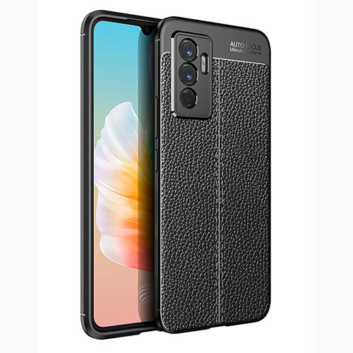 Soft Silicone Gel Leather Snap On Case Cover for Vivo V23e Black