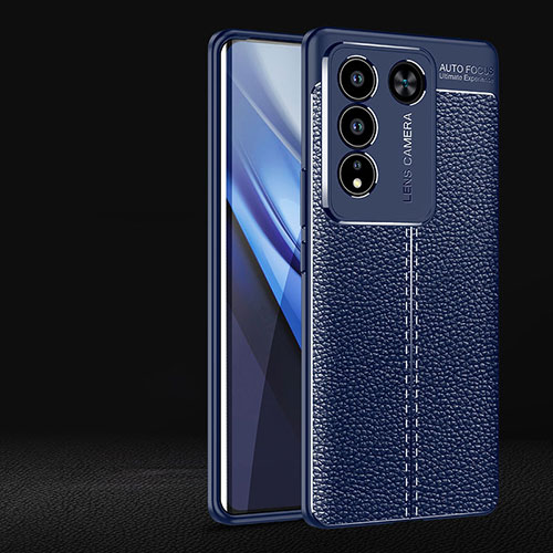 Soft Silicone Gel Leather Snap On Case Cover for Vivo V27 Pro 5G Blue