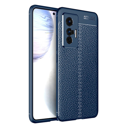Soft Silicone Gel Leather Snap On Case Cover for Vivo X70 5G Blue