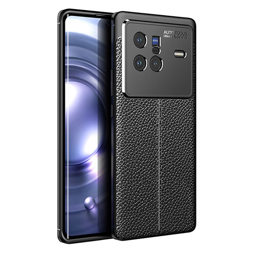 Soft Silicone Gel Leather Snap On Case Cover for Vivo X80 5G Black