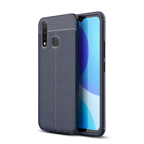 Soft Silicone Gel Leather Snap On Case Cover for Vivo Y19 Blue