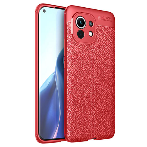 Soft Silicone Gel Leather Snap On Case Cover for Xiaomi Mi 11 Lite 5G NE Red