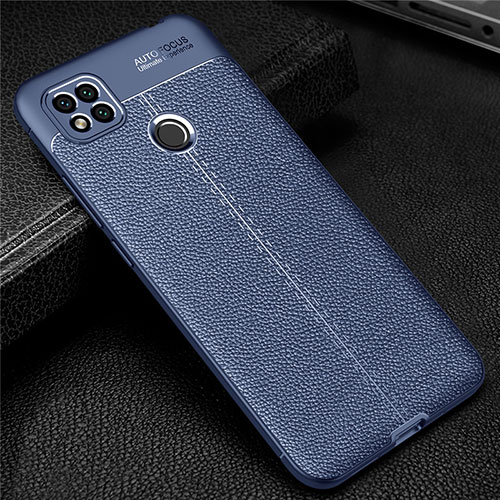 Soft Silicone Gel Leather Snap On Case Cover for Xiaomi POCO C3 Blue
