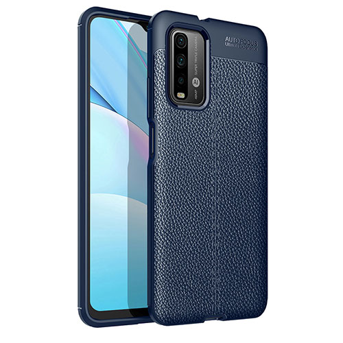 Soft Silicone Gel Leather Snap On Case Cover for Xiaomi Redmi 9 Power Blue