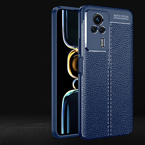 Soft Silicone Gel Leather Snap On Case Cover for Xiaomi Redmi K60E 5G Blue