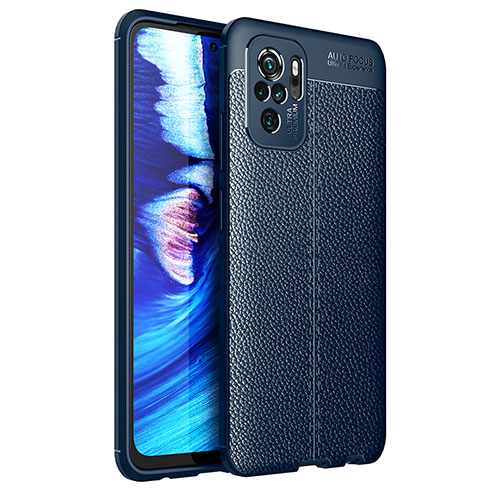 Soft Silicone Gel Leather Snap On Case Cover for Xiaomi Redmi Note 10 4G Blue