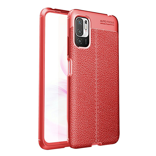 Soft Silicone Gel Leather Snap On Case Cover for Xiaomi Redmi Note 10 5G Red
