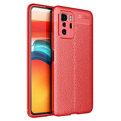 Soft Silicone Gel Leather Snap On Case Cover for Xiaomi Redmi Note 10 Pro 5G Red