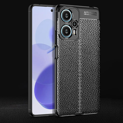 Soft Silicone Gel Leather Snap On Case Cover for Xiaomi Redmi Note 12 Turbo 5G Black