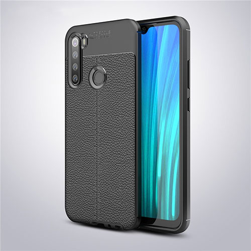 Soft Silicone Gel Leather Snap On Case Cover for Xiaomi Redmi Note 8 (2021) Black