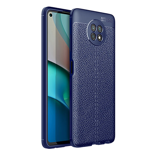 Soft Silicone Gel Leather Snap On Case Cover for Xiaomi Redmi Note 9 5G Blue