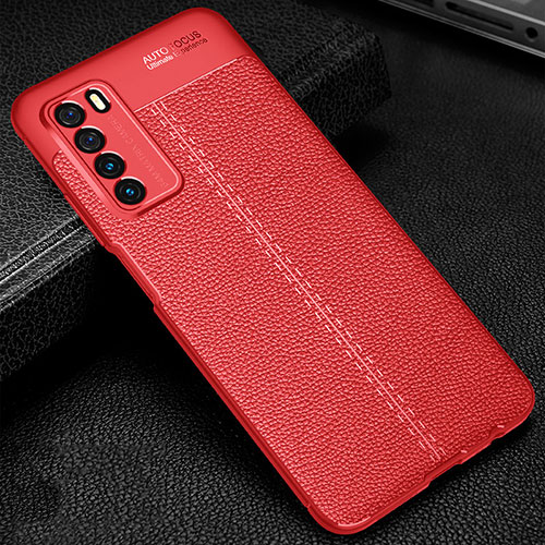 Soft Silicone Gel Leather Snap On Case Cover H01 for Huawei Honor Play4 5G Red