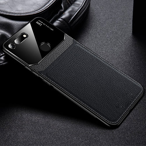 Soft Silicone Gel Leather Snap On Case Cover H01 for Huawei Honor V20 Black