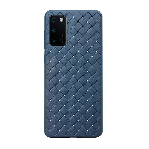 Soft Silicone Gel Leather Snap On Case Cover H01 for Huawei Honor V30 5G Blue