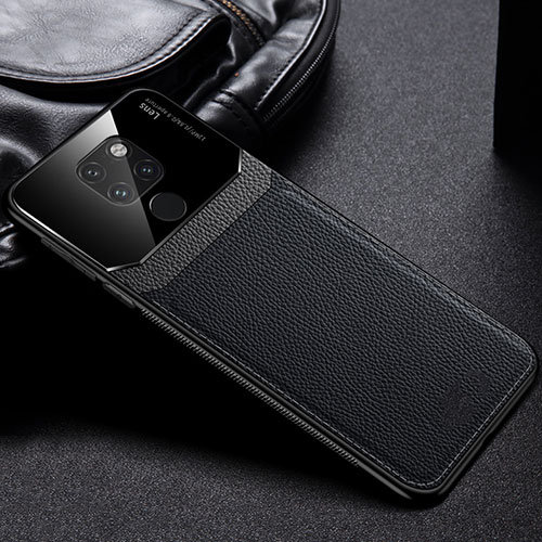 Soft Silicone Gel Leather Snap On Case Cover H01 for Huawei Mate 20 Black