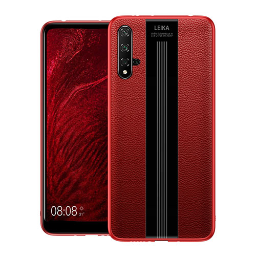 Soft Silicone Gel Leather Snap On Case Cover H01 for Huawei Nova 5T Red