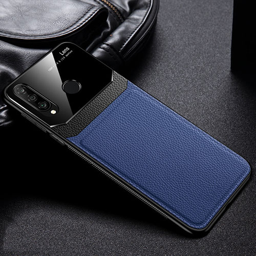 Soft Silicone Gel Leather Snap On Case Cover H01 for Huawei P30 Lite New Edition Blue