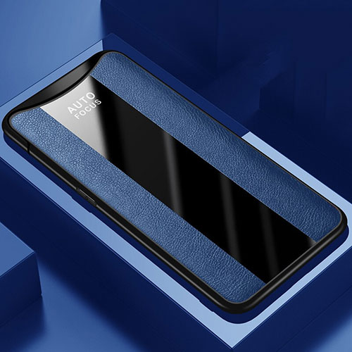 Soft Silicone Gel Leather Snap On Case Cover H01 for Oppo Find X Blue