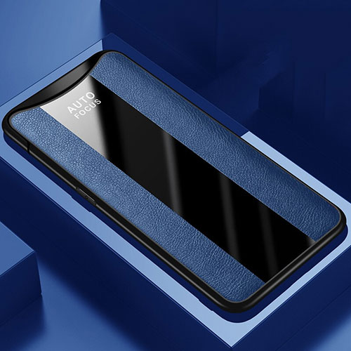 Soft Silicone Gel Leather Snap On Case Cover H01 for Oppo Find X Super Flash Edition Blue