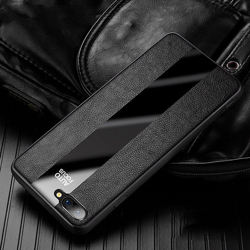 Soft Silicone Gel Leather Snap On Case Cover H01 for Oppo K1 Black